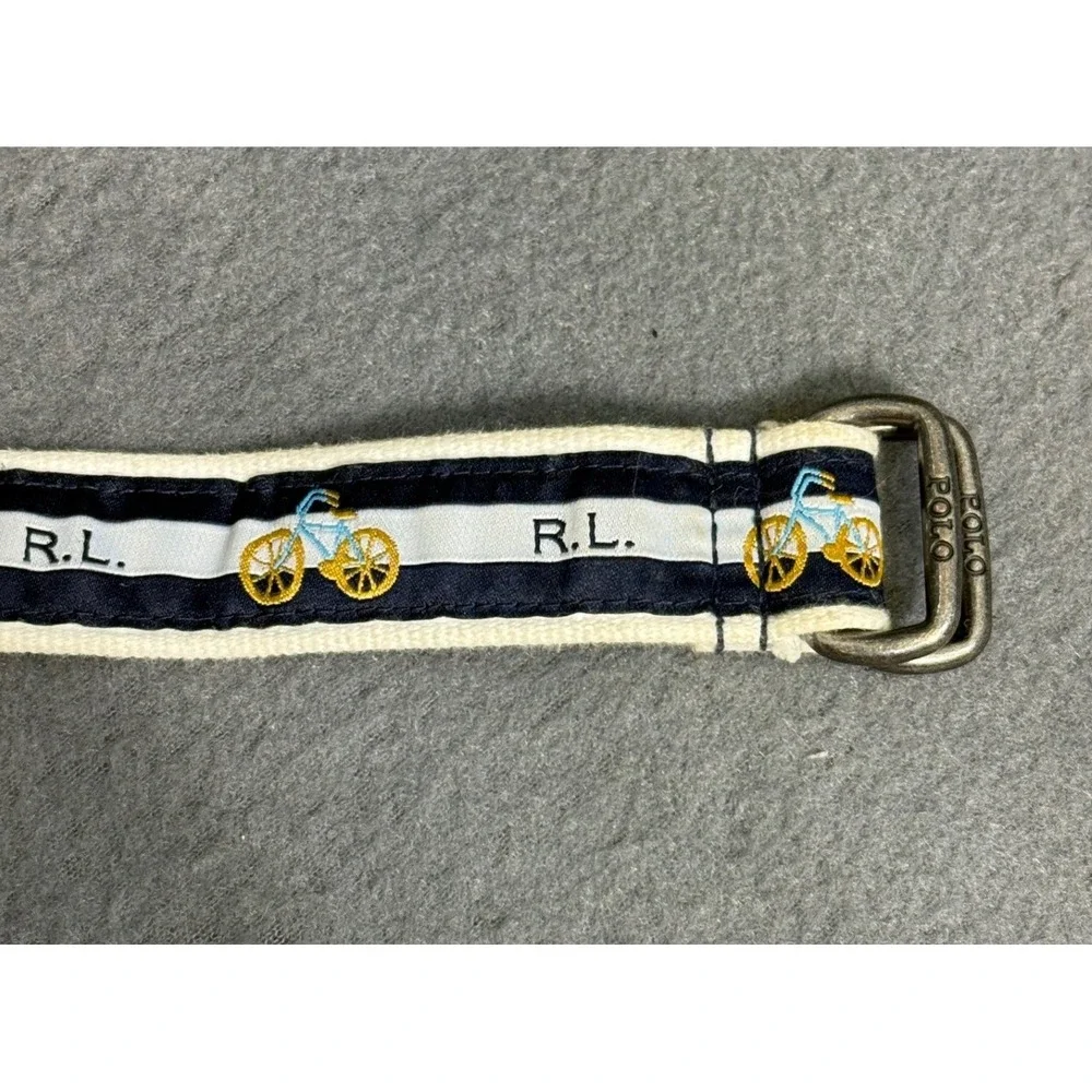 Ralph Lauren Polo RL Toddler Belt Striped‎ Bicycle Print D Ring Buckle 2t-4t